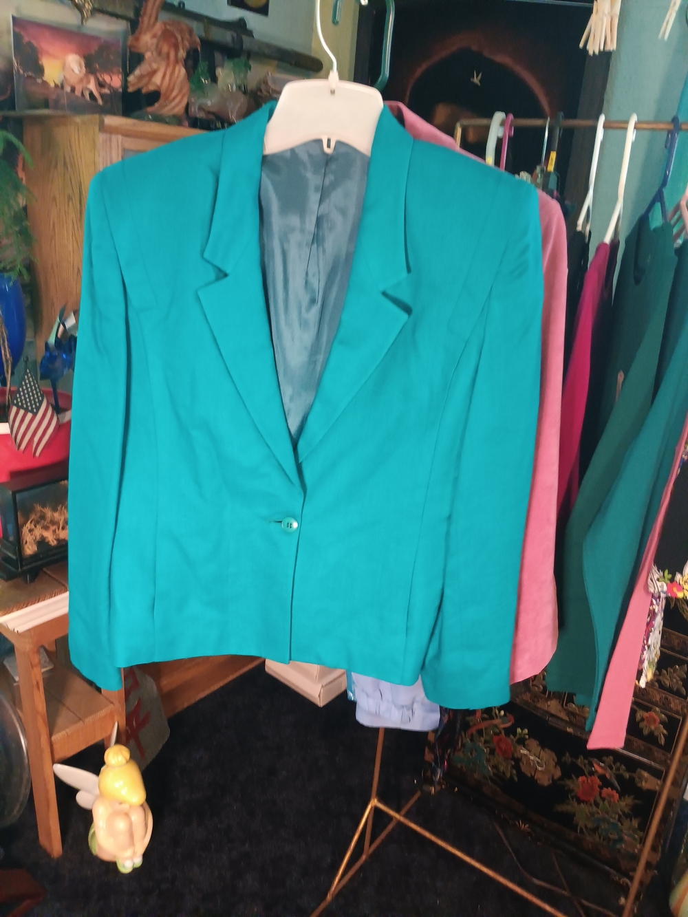 Women's Teal Blazer Jacket - Classic Single-Button